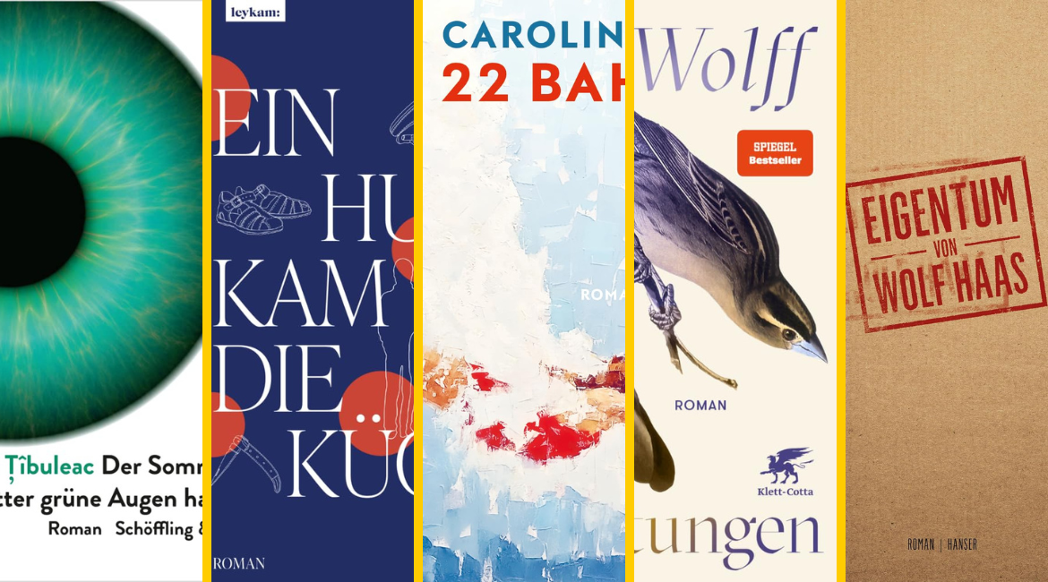 Collage di cinque copertine di libri.